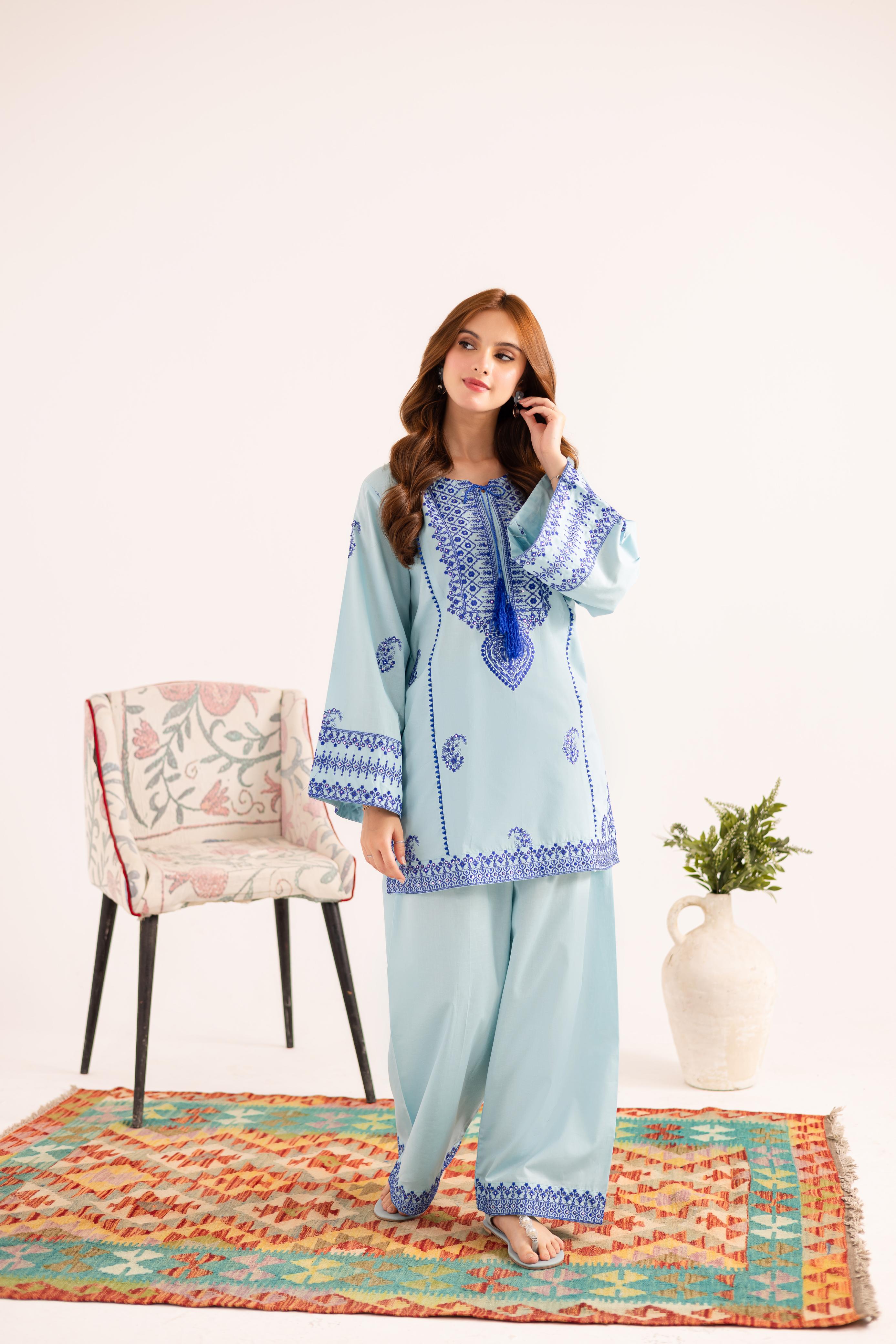 2PC Embroidered Dress - 1125