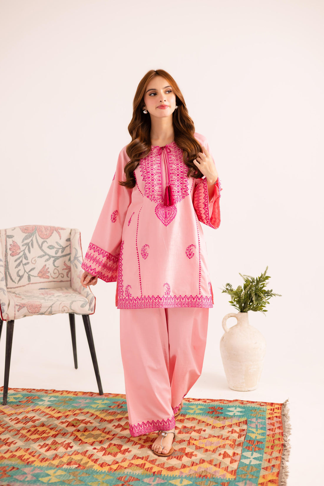 2PC Embroidered Dress - 1124