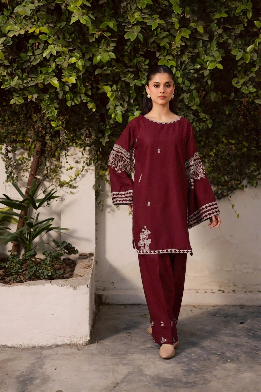 2PC Summer Embroidered Dress - 1221