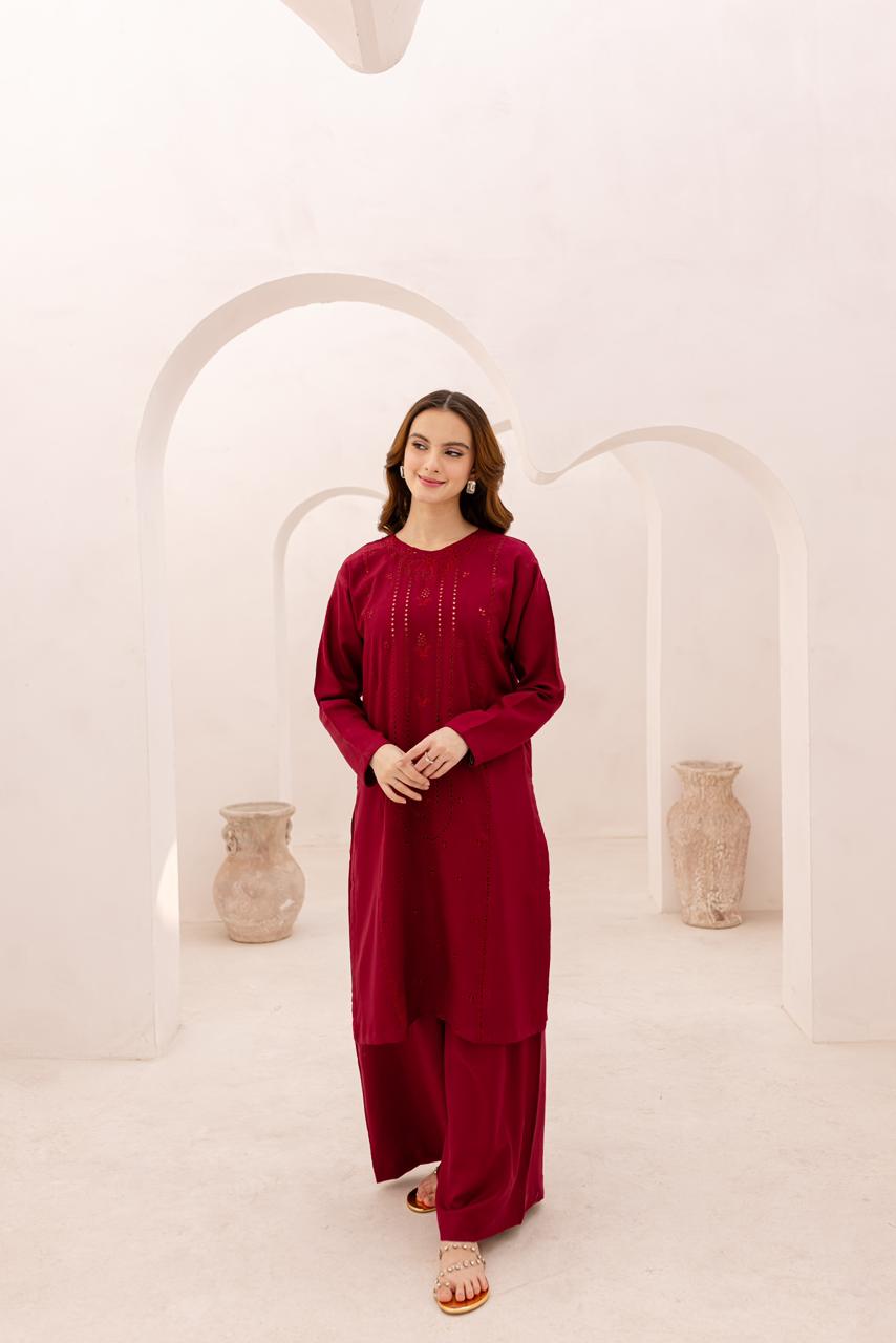 Winter 2PC Embroidered Dress - 1075