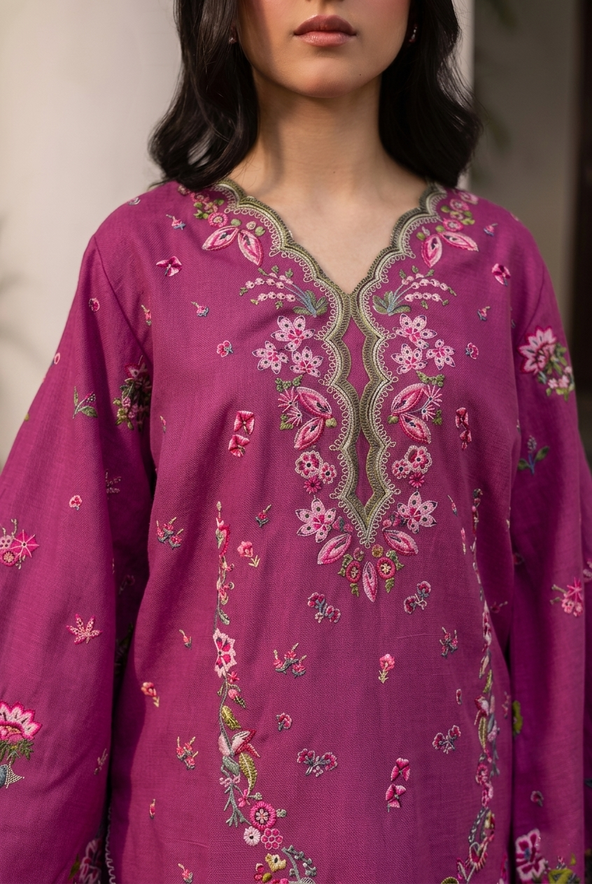 2PC Summer Embroidered Dress - 1222