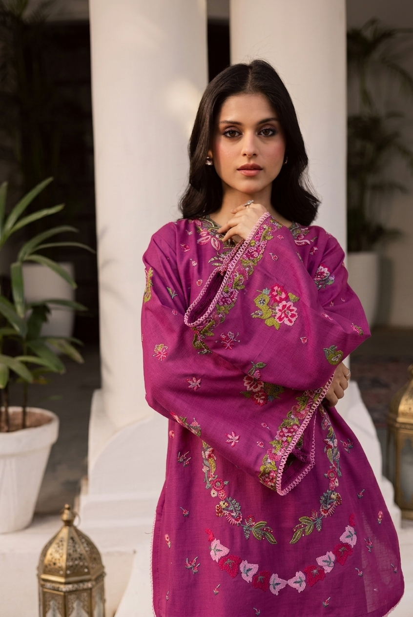 2PC Summer Embroidered Dress - 1222