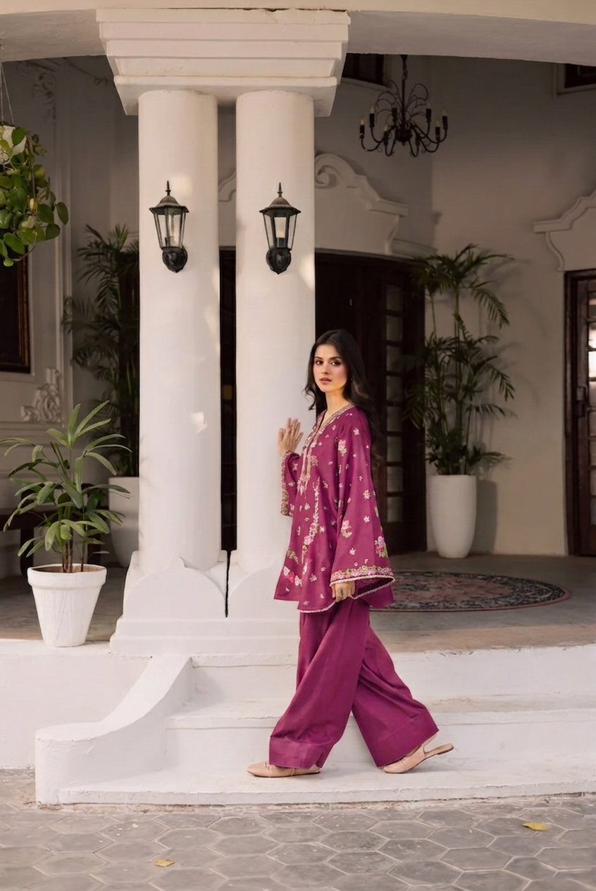 2PC Summer Embroidered Dress - 1222