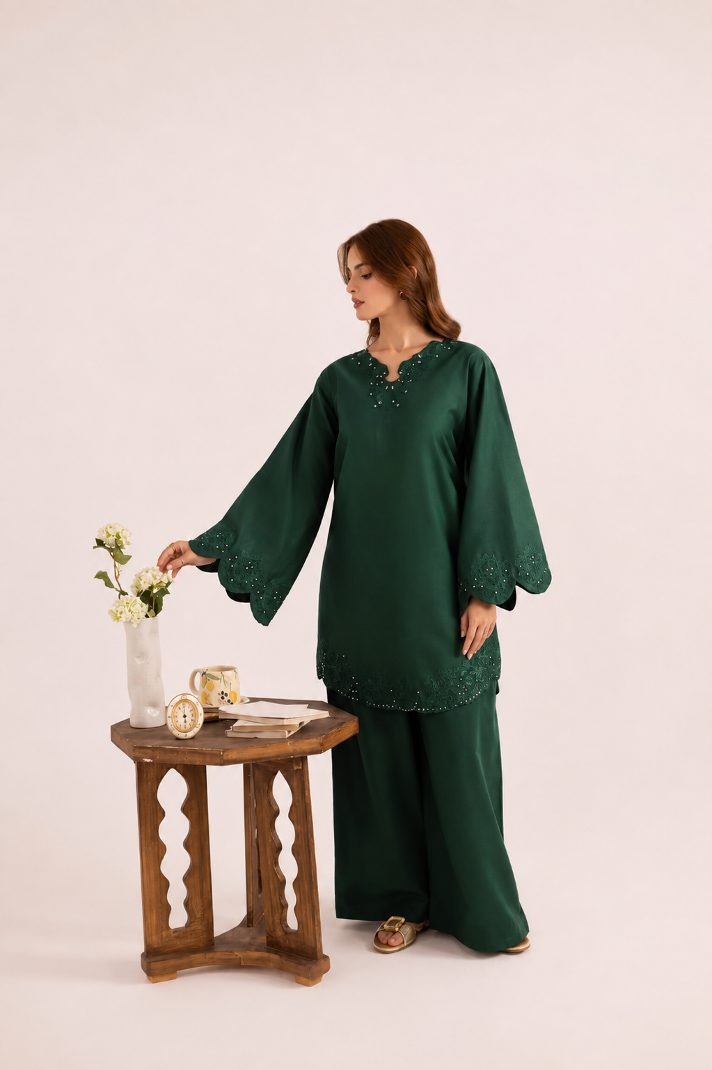 2PC Summer Embroidered Dress - 1211