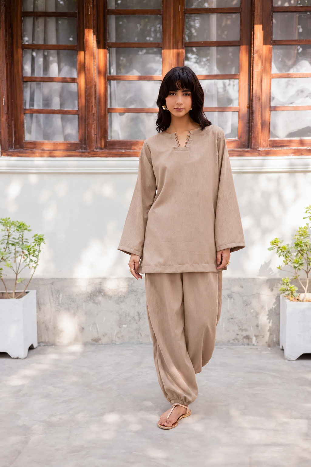 2PC Textured Dress-SB-Skin