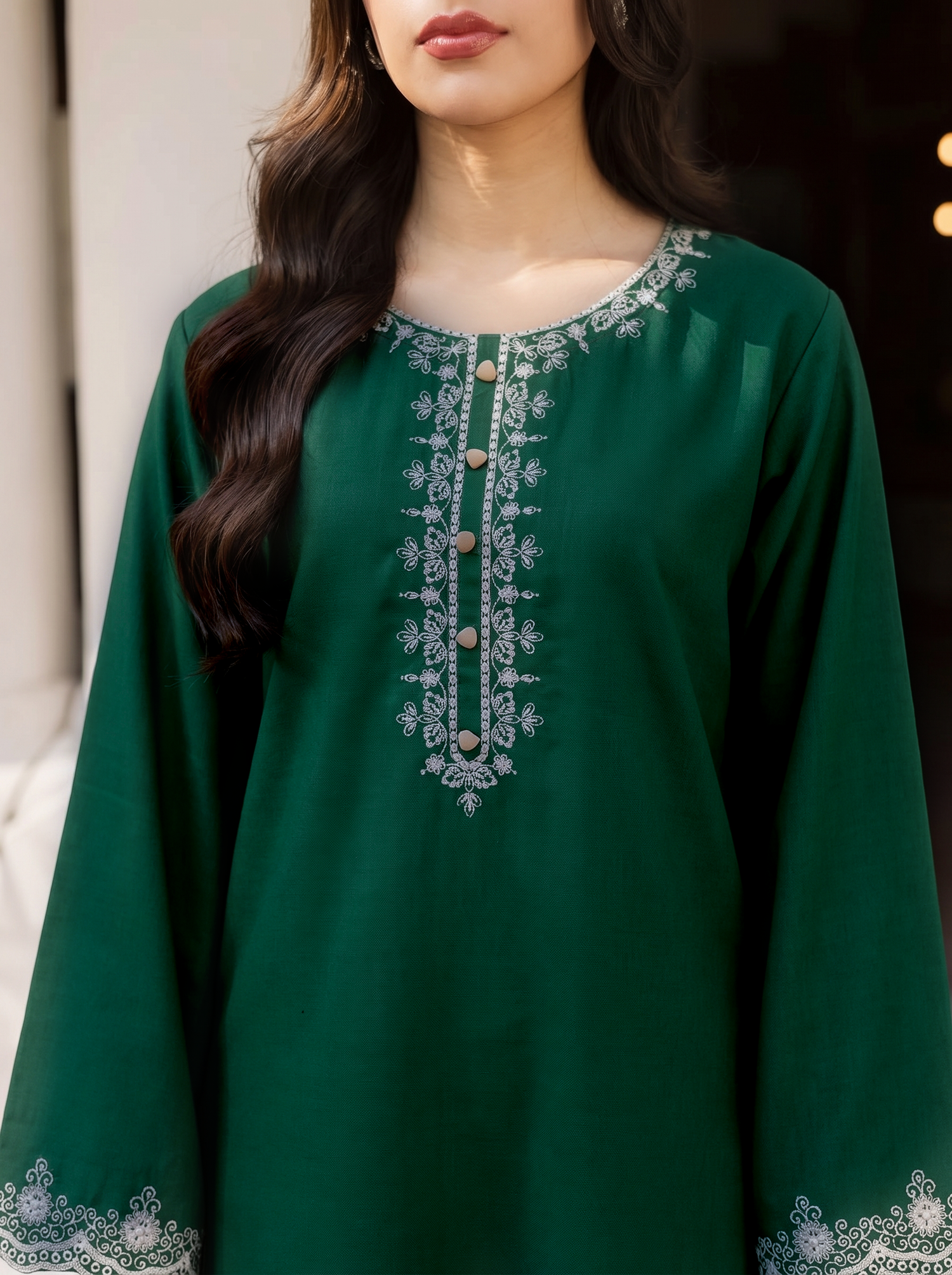 2PC Summer Embroidered Dress - 1225