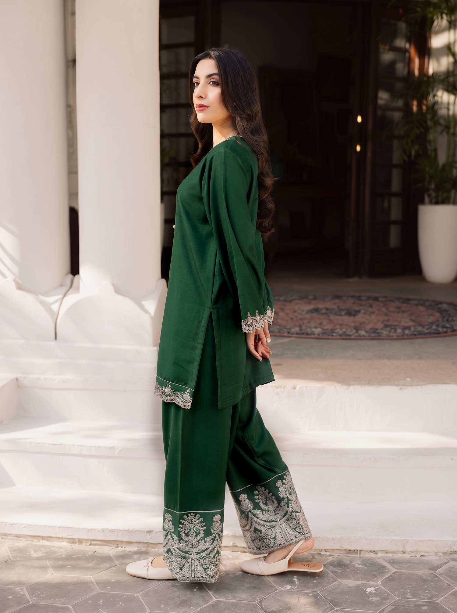 2PC Summer Embroidered Dress - 1225