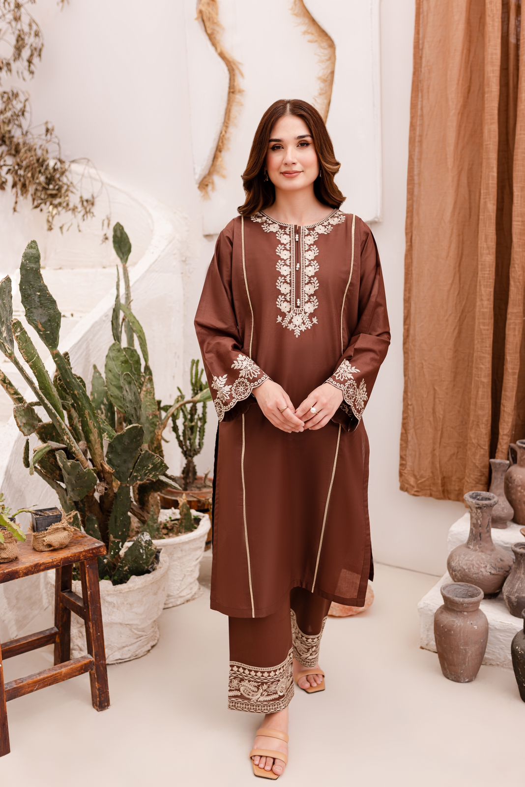 2PC Embroidered Dress-1049