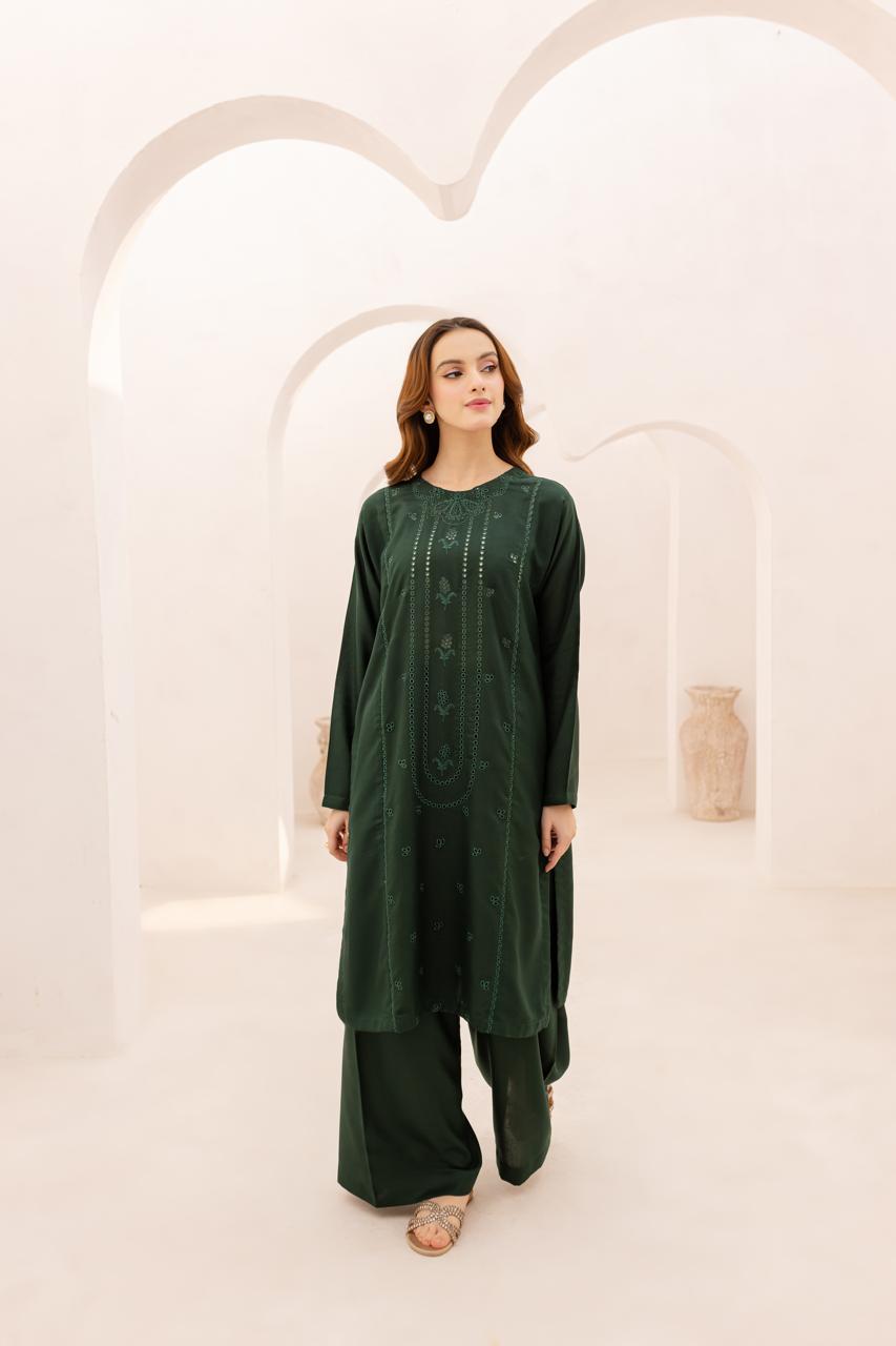 Winter 2PC Embroidered Dress - 1076