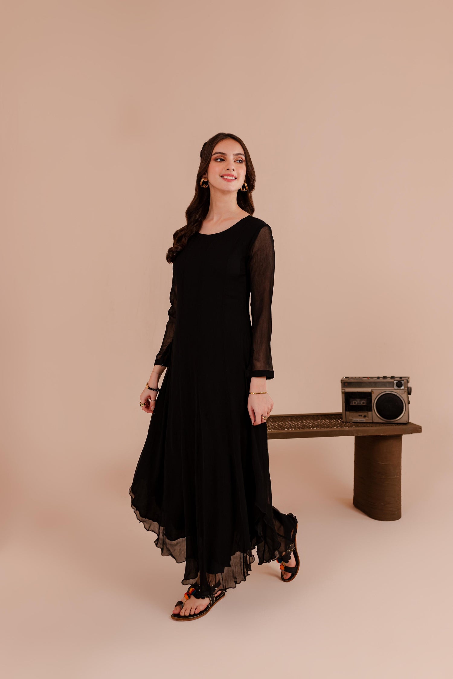 Black Chiffon Dress – Silayi Pret