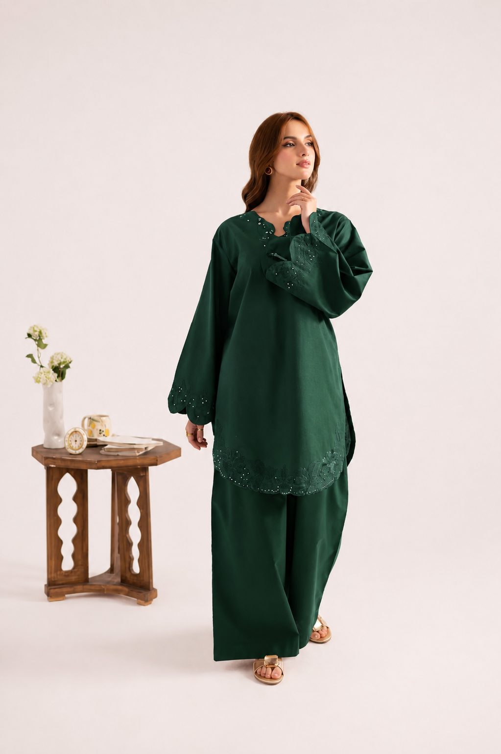 2PC Summer Embroidered Dress - 1211