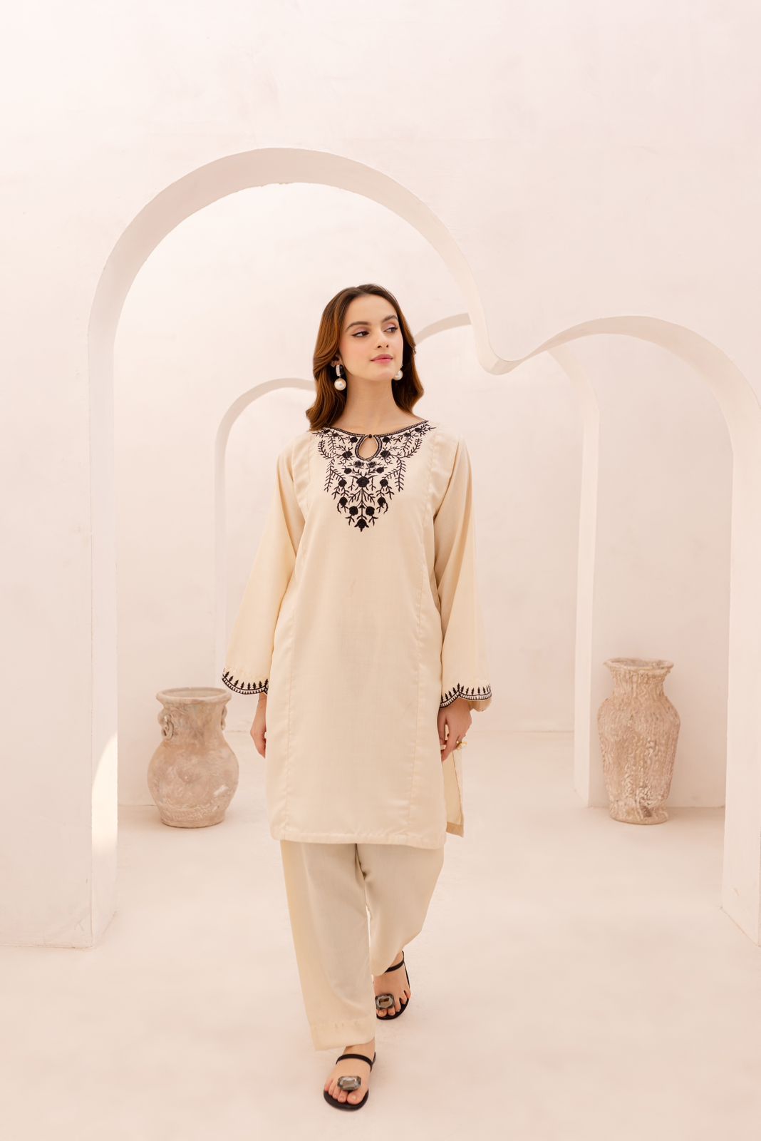 Winter 2PC Embroidered Dress - 1080