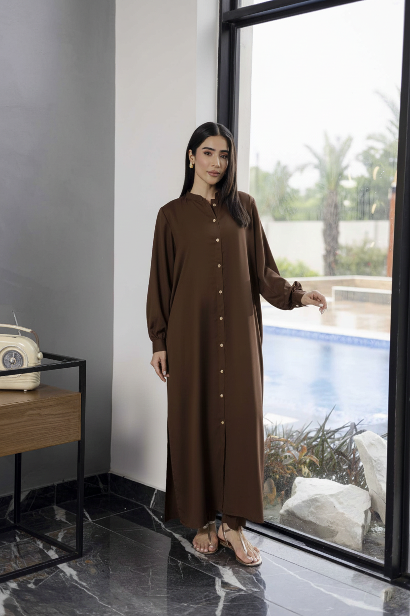 Solid 2PC Dress - SP-05 Chocolate Brown