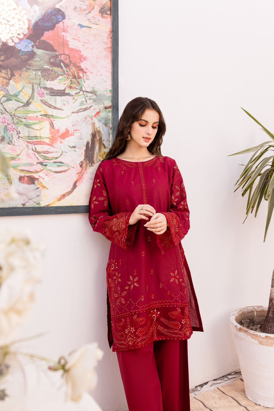 Lawn 2PC Embroidered Dress - 1039