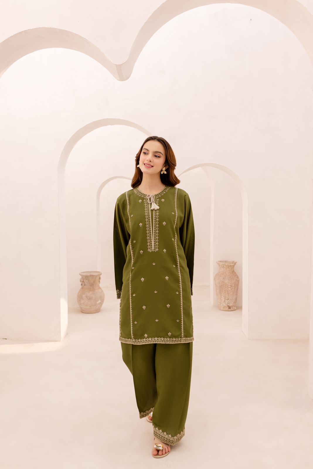 Winter 2PC Embroidered Dress - 1079