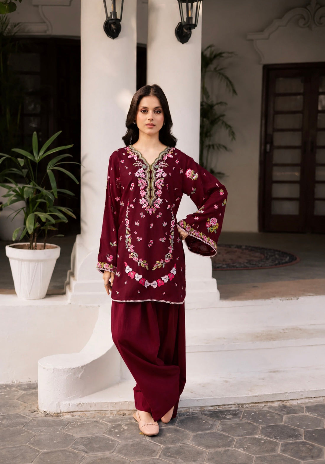 2PC Summer Embroidered Dress - 1213