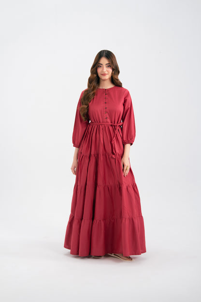 1PC Solid Maxi Dress - Dusty Rose
