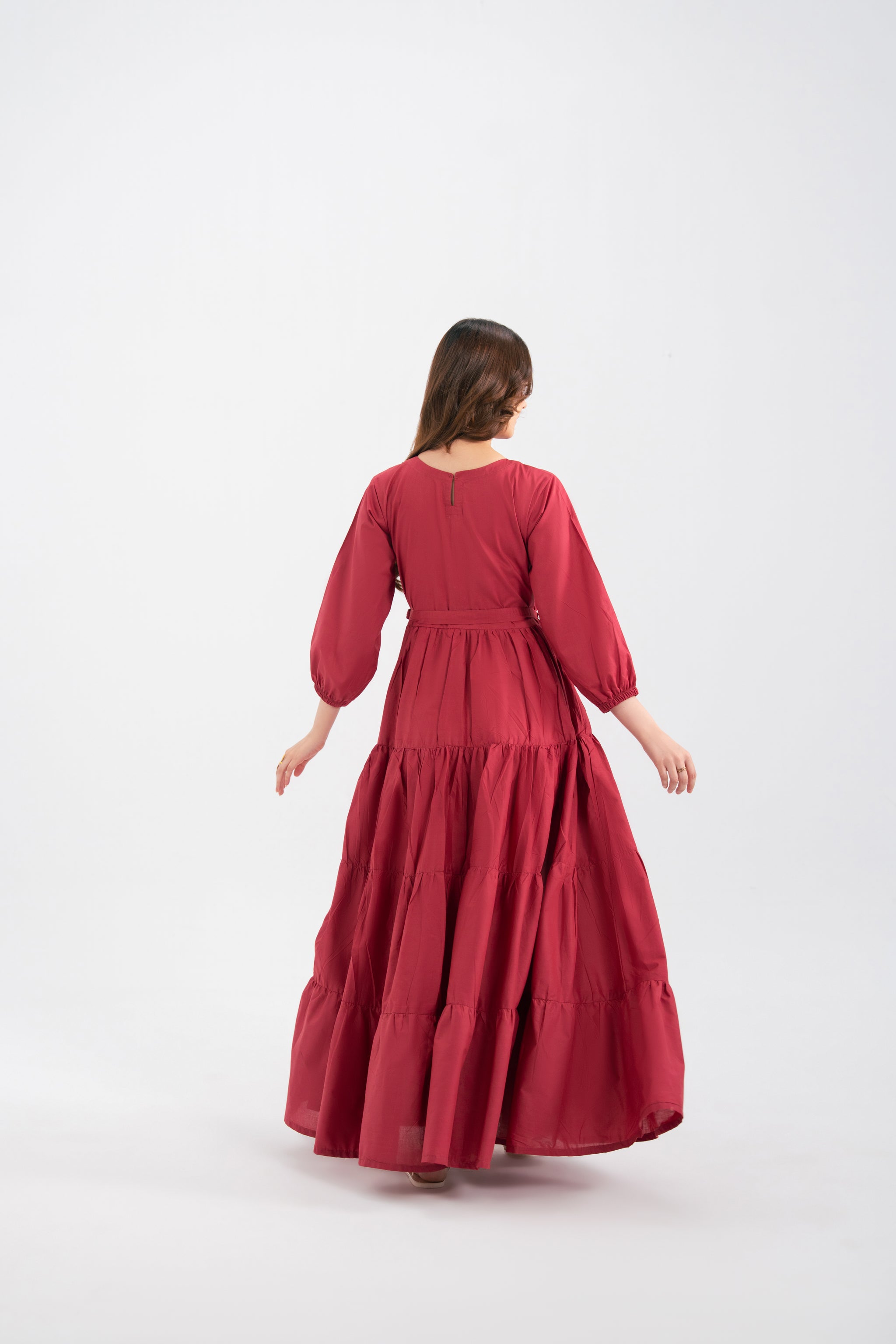 1PC Solid Maxi Dress - Dusty Rose
