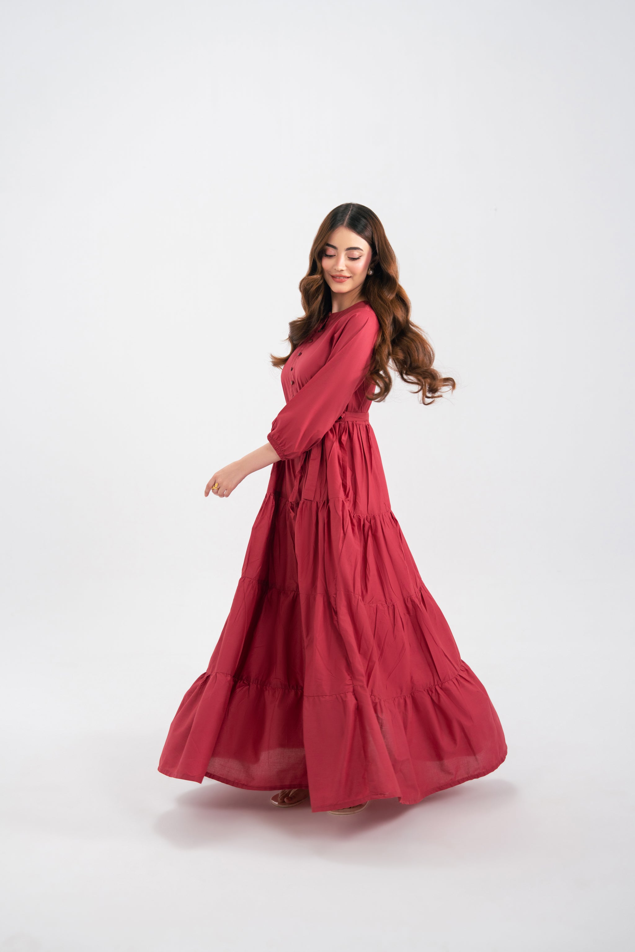 1PC Solid Maxi Dress - Dusty Rose