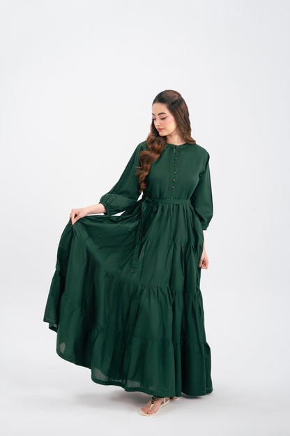 1PC Solid Maxi Dress - Emerald Green