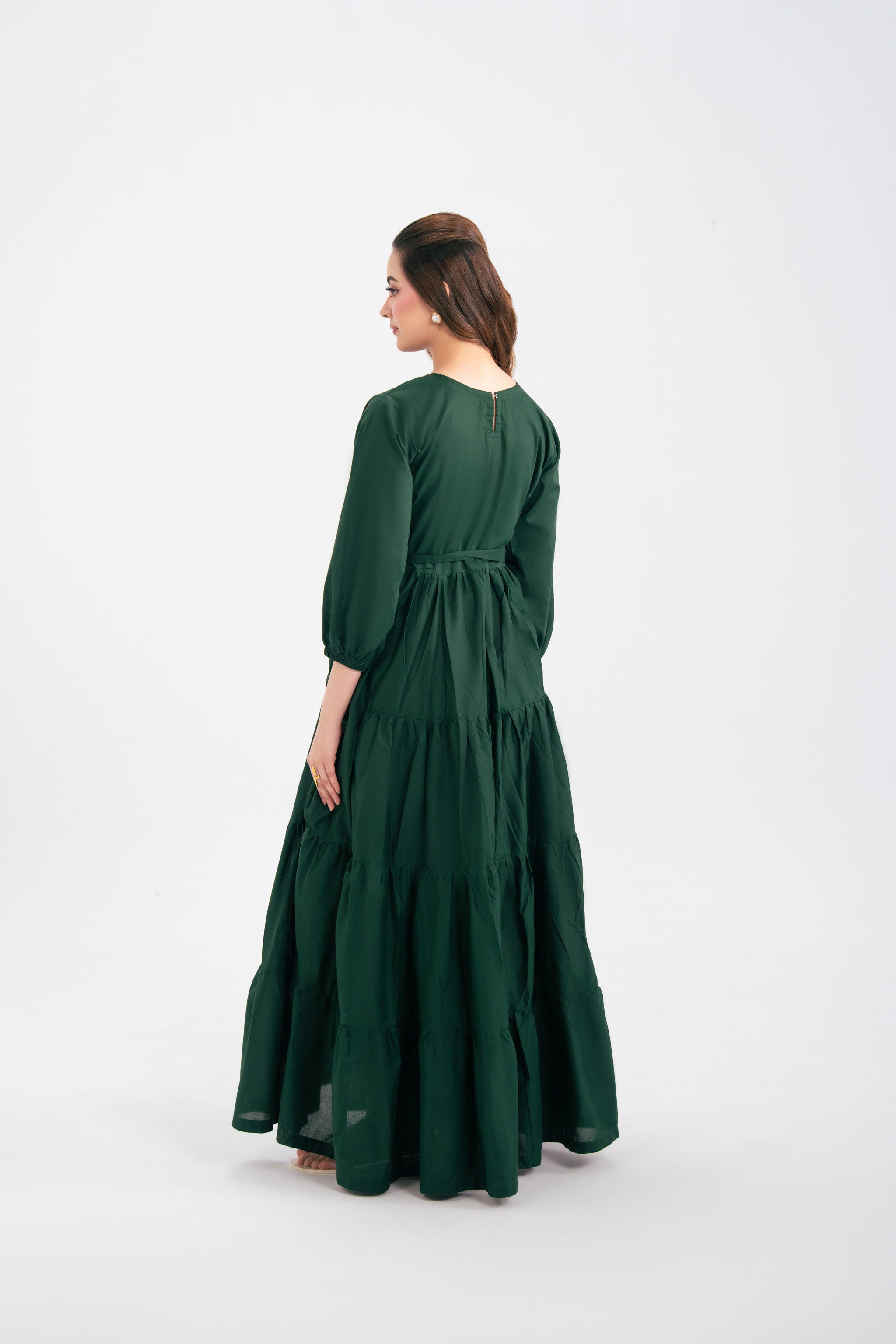 1PC Solid Maxi Dress - Emerald Green