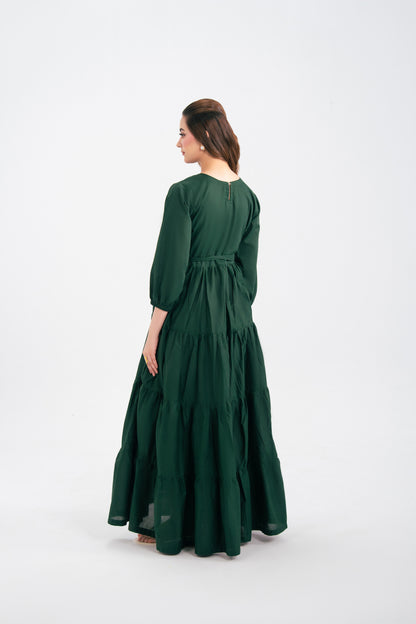 1PC Solid Maxi Dress - Emerald Green