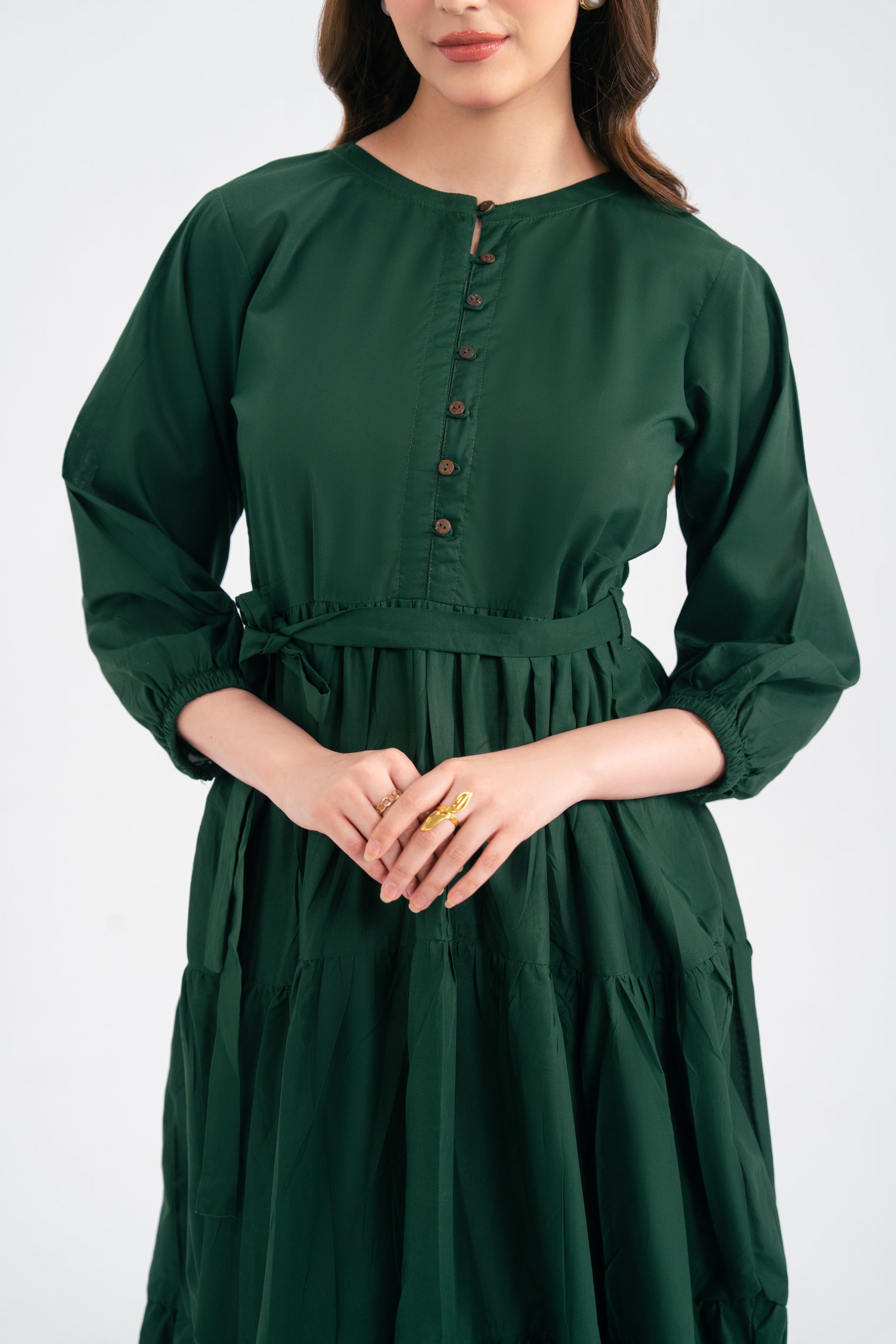 1PC Solid Maxi Dress - Emerald Green