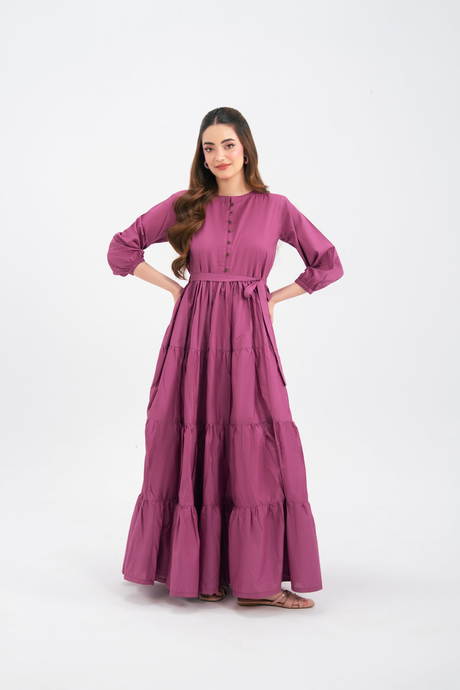 1PC Solid Maxi Dress - Lavender