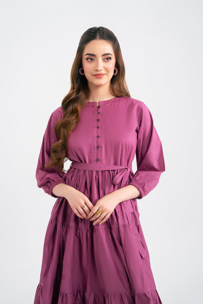 1PC Solid Maxi Dress - Lavender