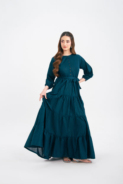1PC Solid Maxi Dress - Teal