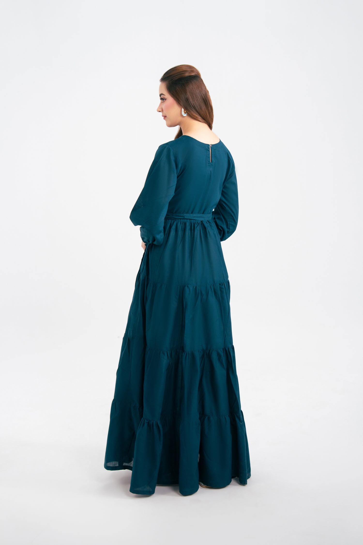 1PC Solid Maxi Dress - Teal