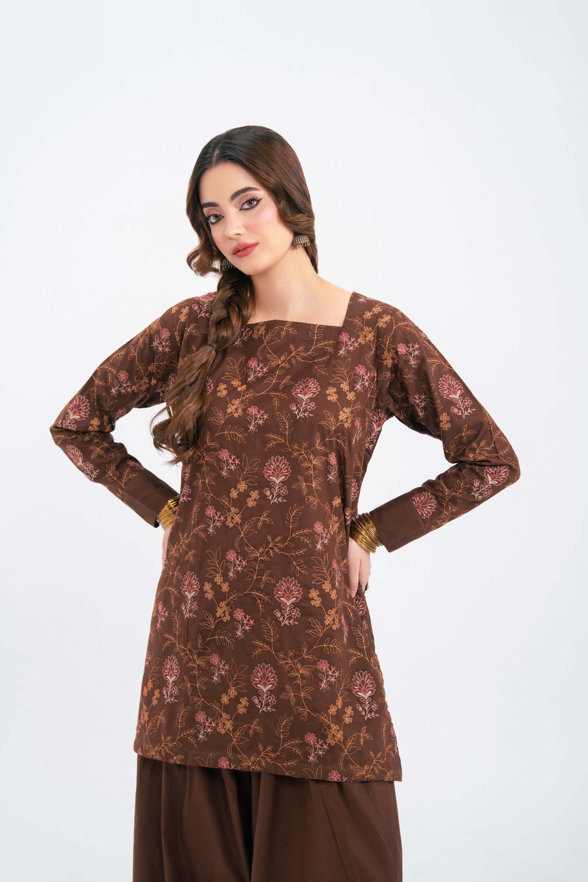 2PC Summer Embroidered Dress - 1234