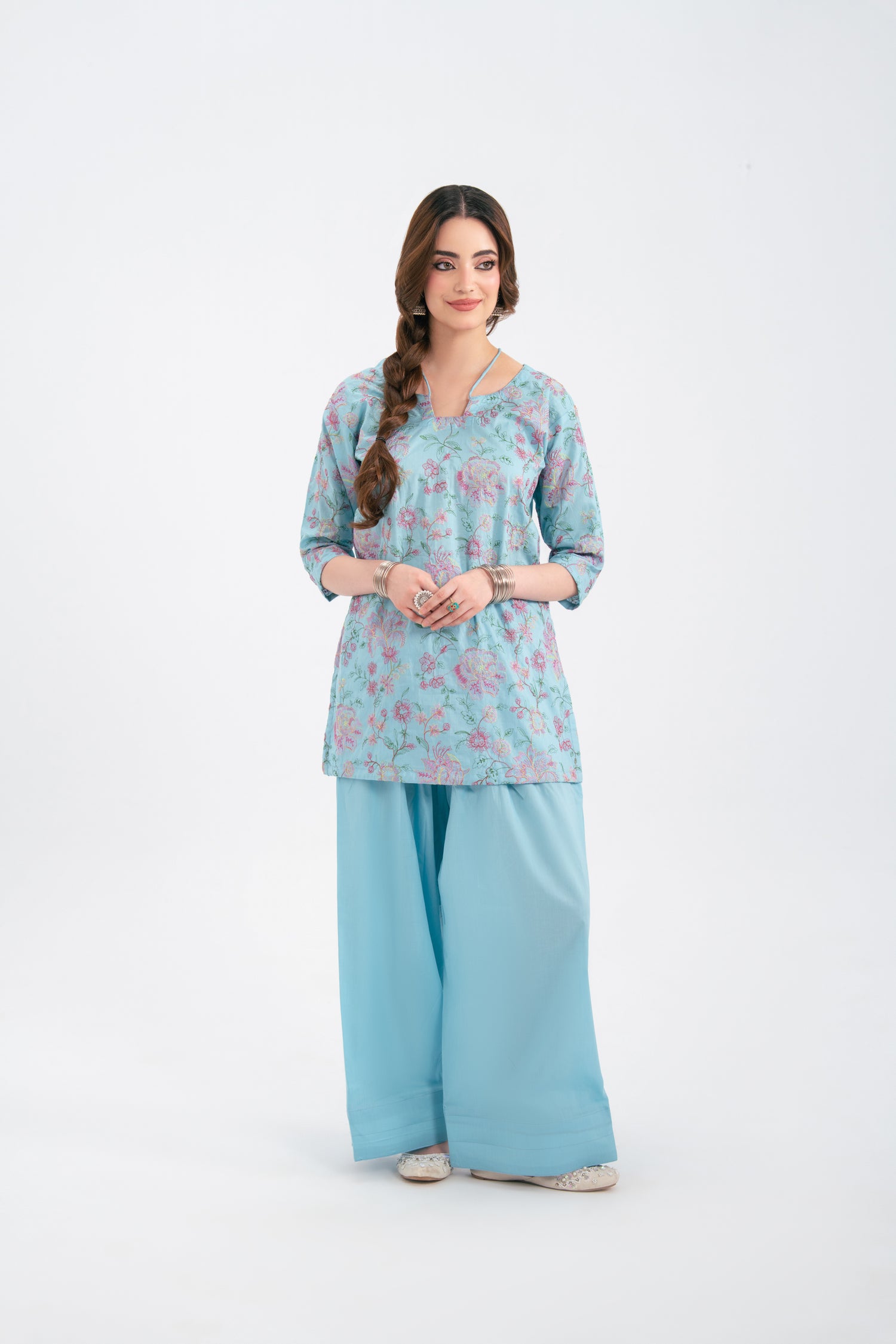 2PC Summer Embroidered Dress - 1230