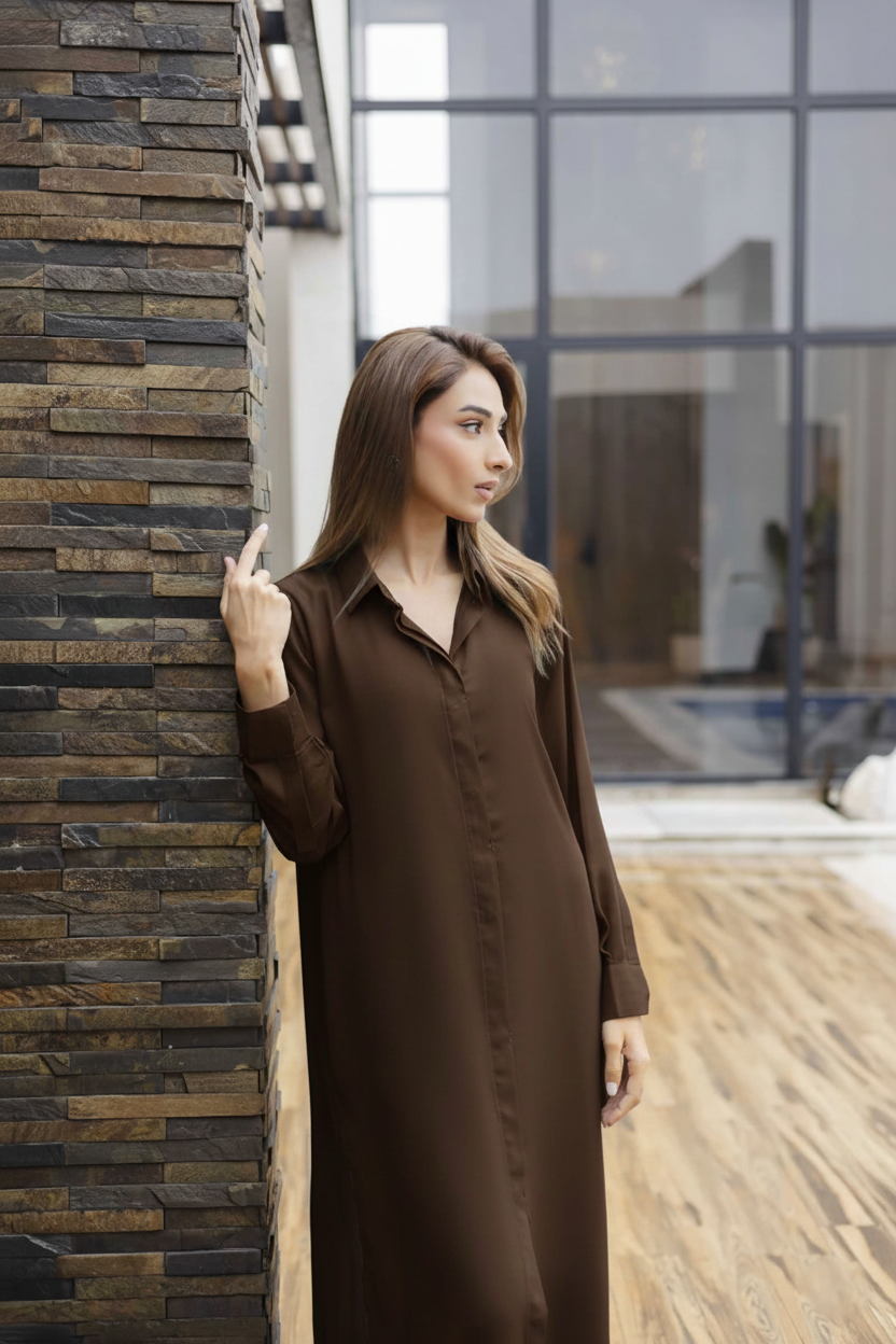 Solid 2PC Dress - SP-02 Chocolate Brown