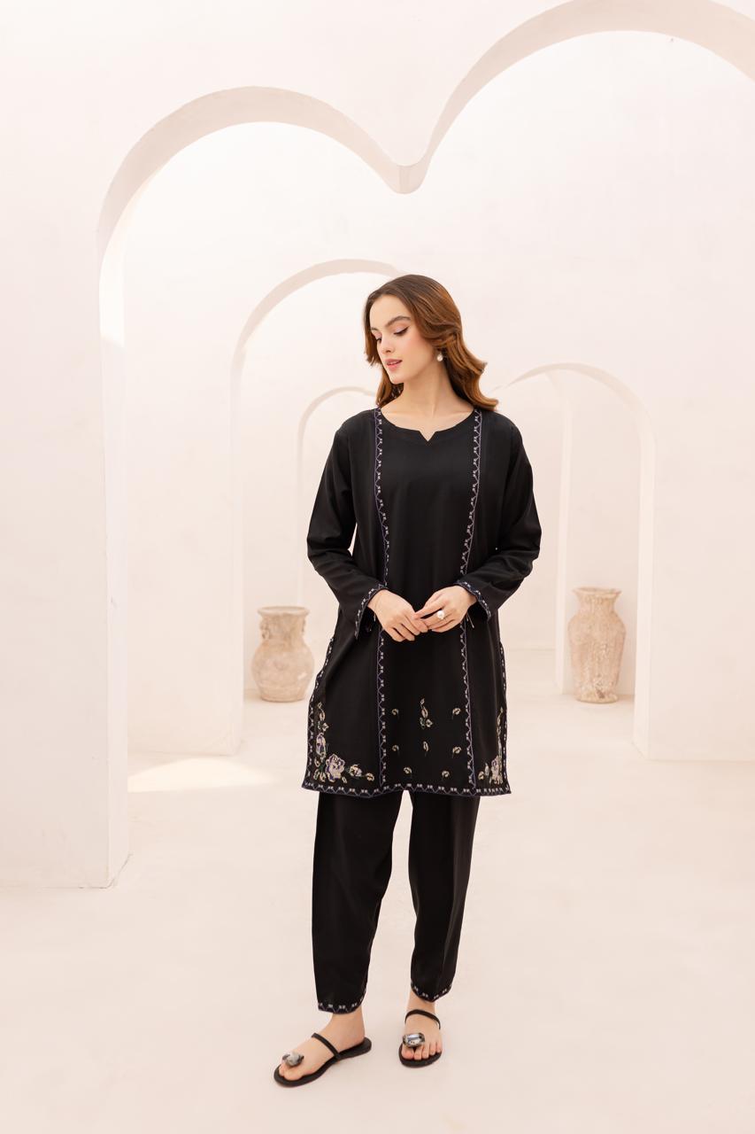 Winter 2PC Embroidered Dress-1073