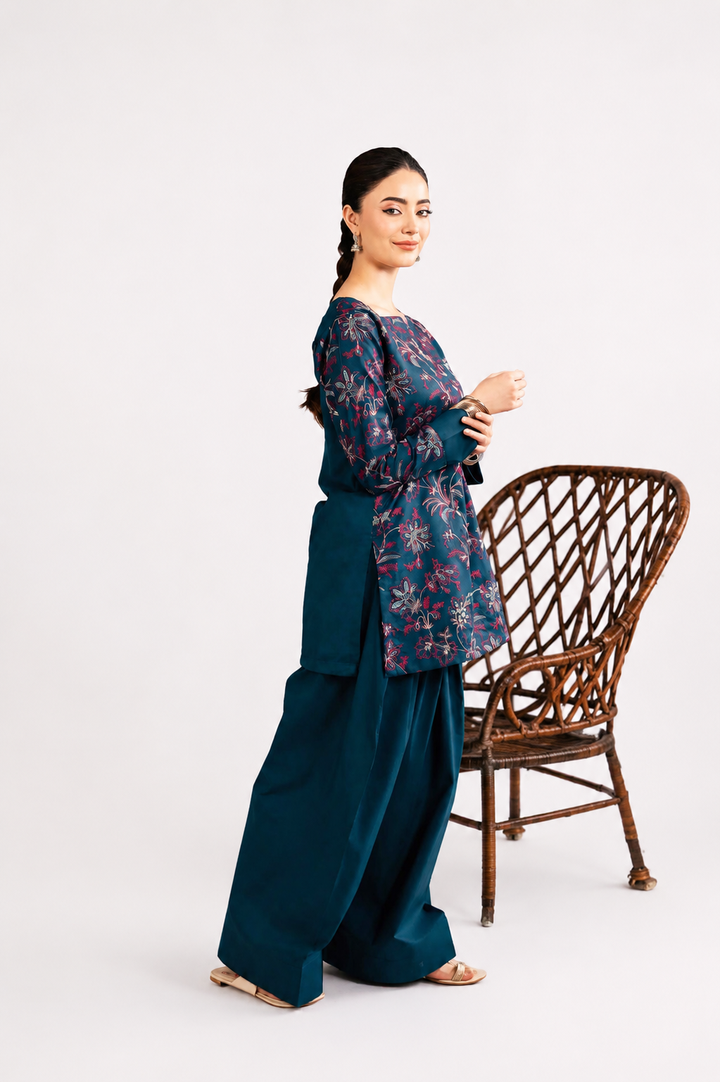 2PC Summer Embroidered Dress - 1236
