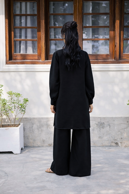 2PC Textured Dress-SP-Black