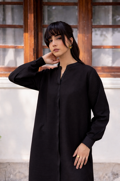 2PC Textured Dress-SP-Black