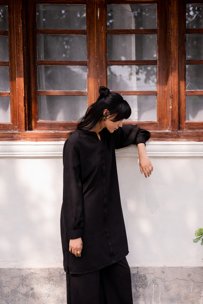 2PC Textured Dress-SP-Black