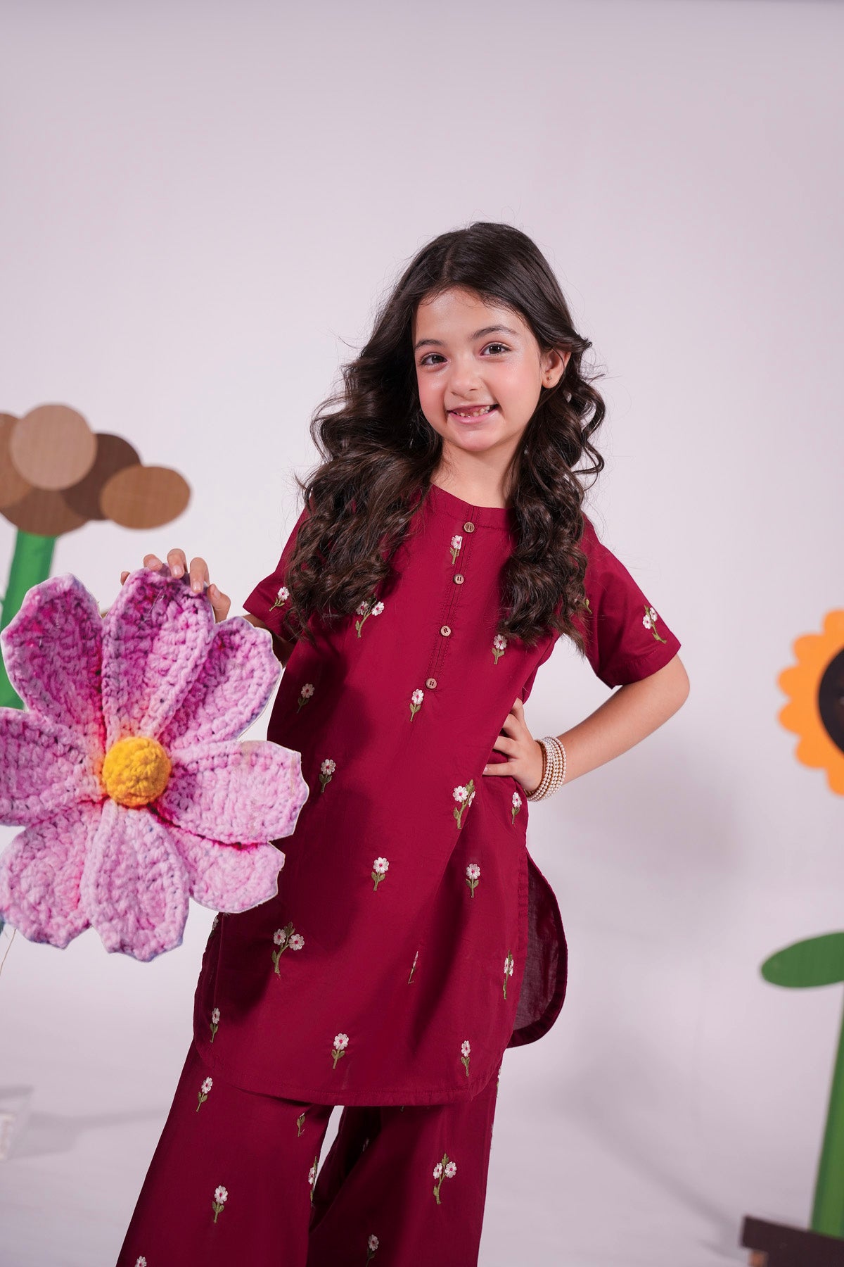 2PC Kids Embroidered Dress - MO4