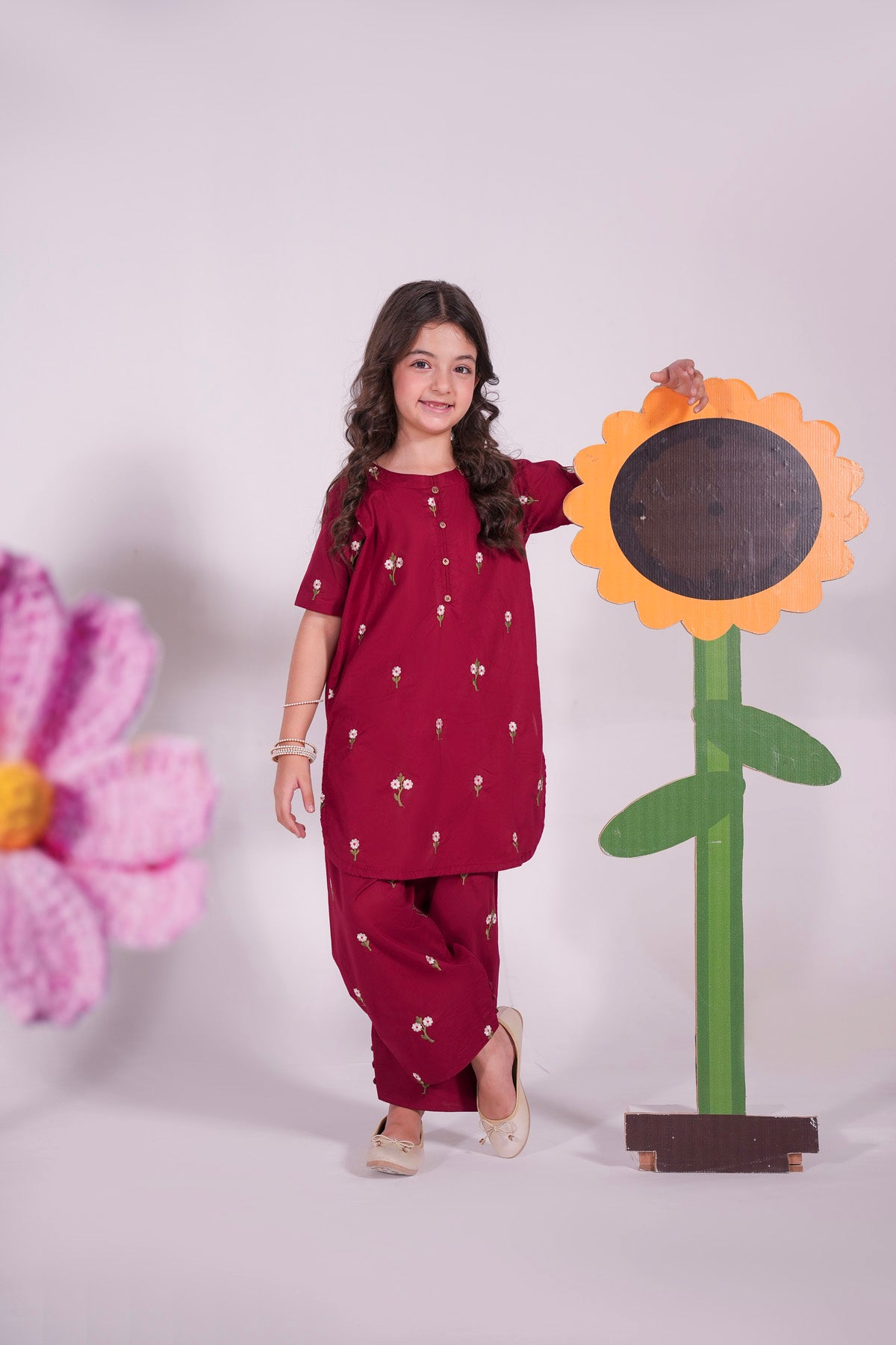 2PC Kids Embroidered Dress - MO4