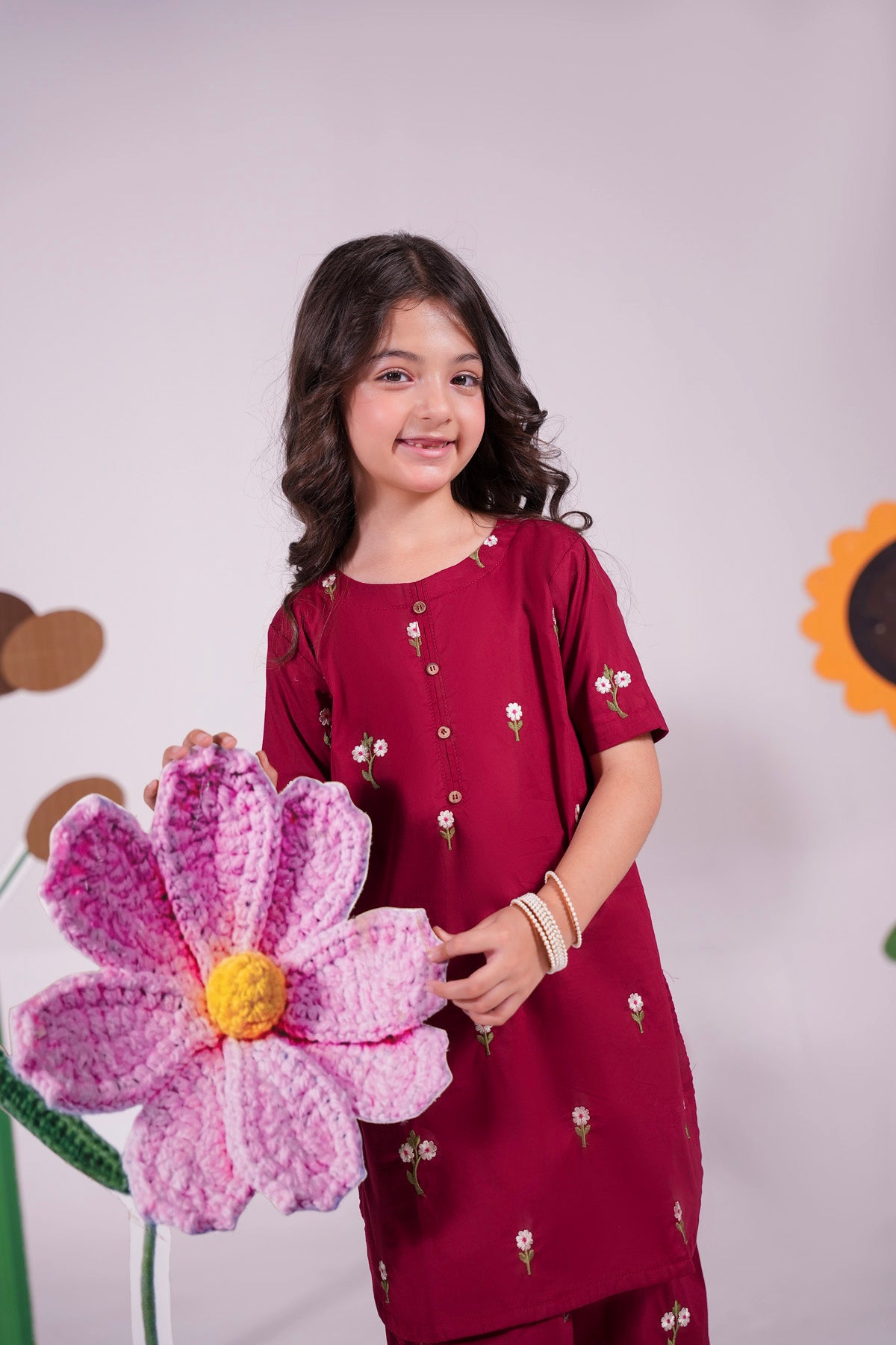 2PC Kids Embroidered Dress - MO4
