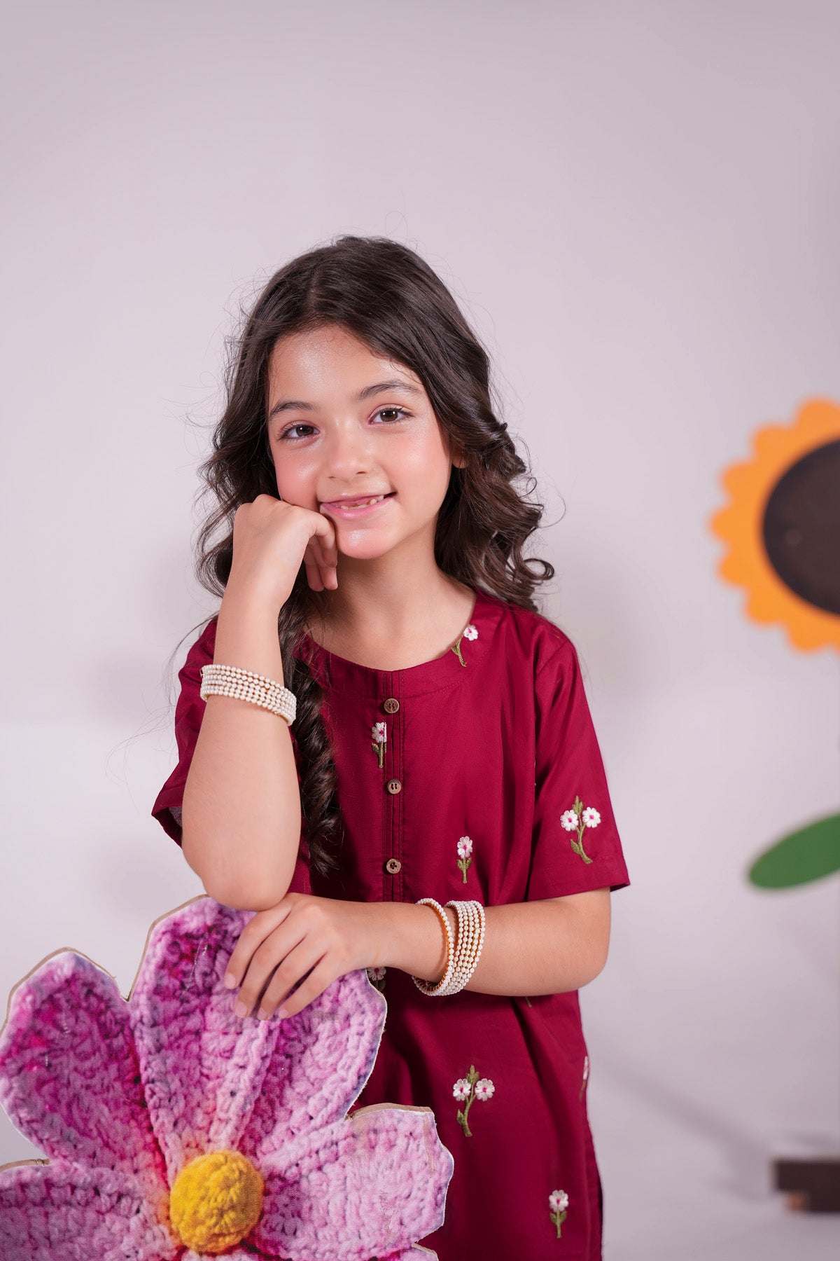 2PC Kids Embroidered Dress - MO4