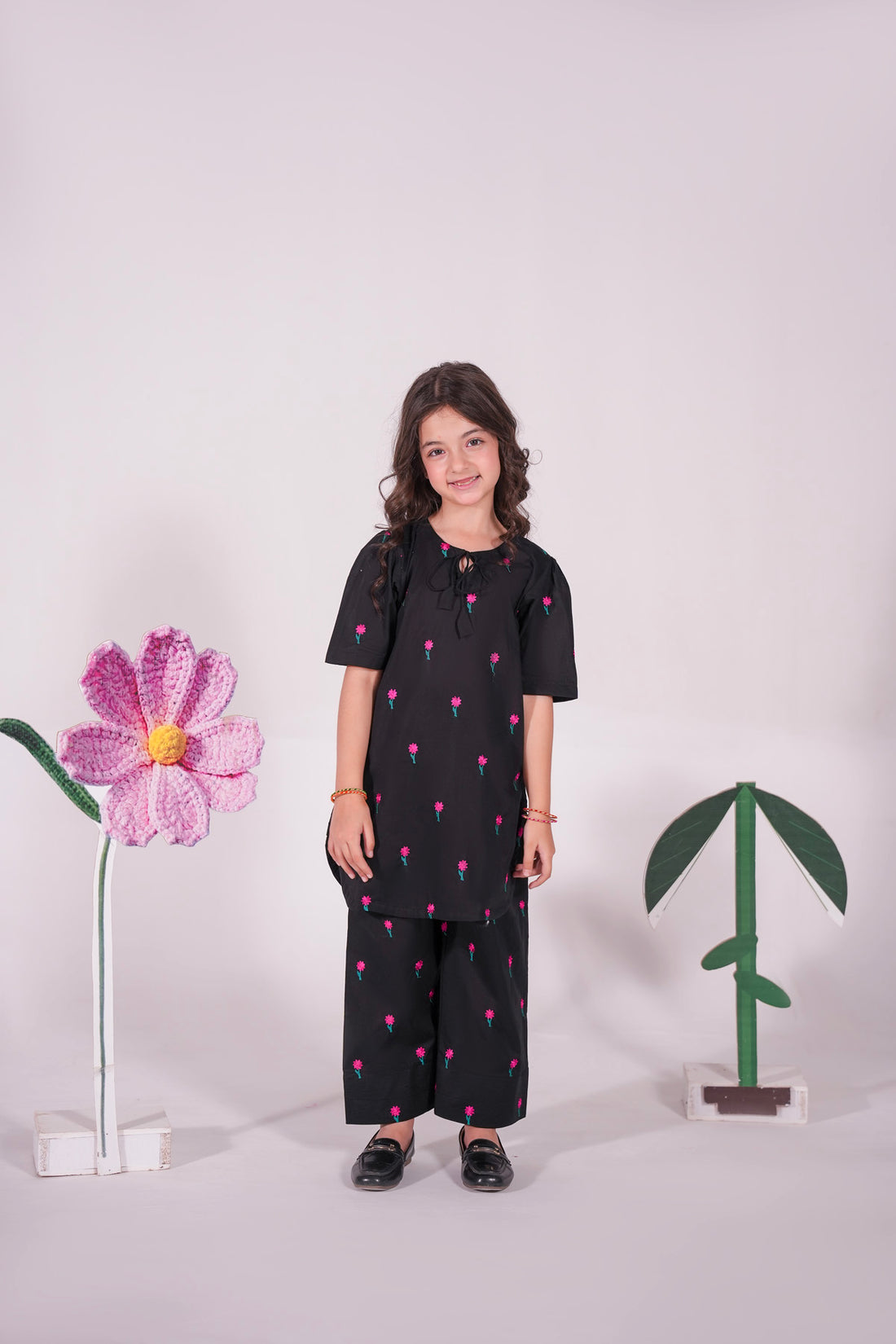 2PC Kids Embroidered Dress - EMBP2
