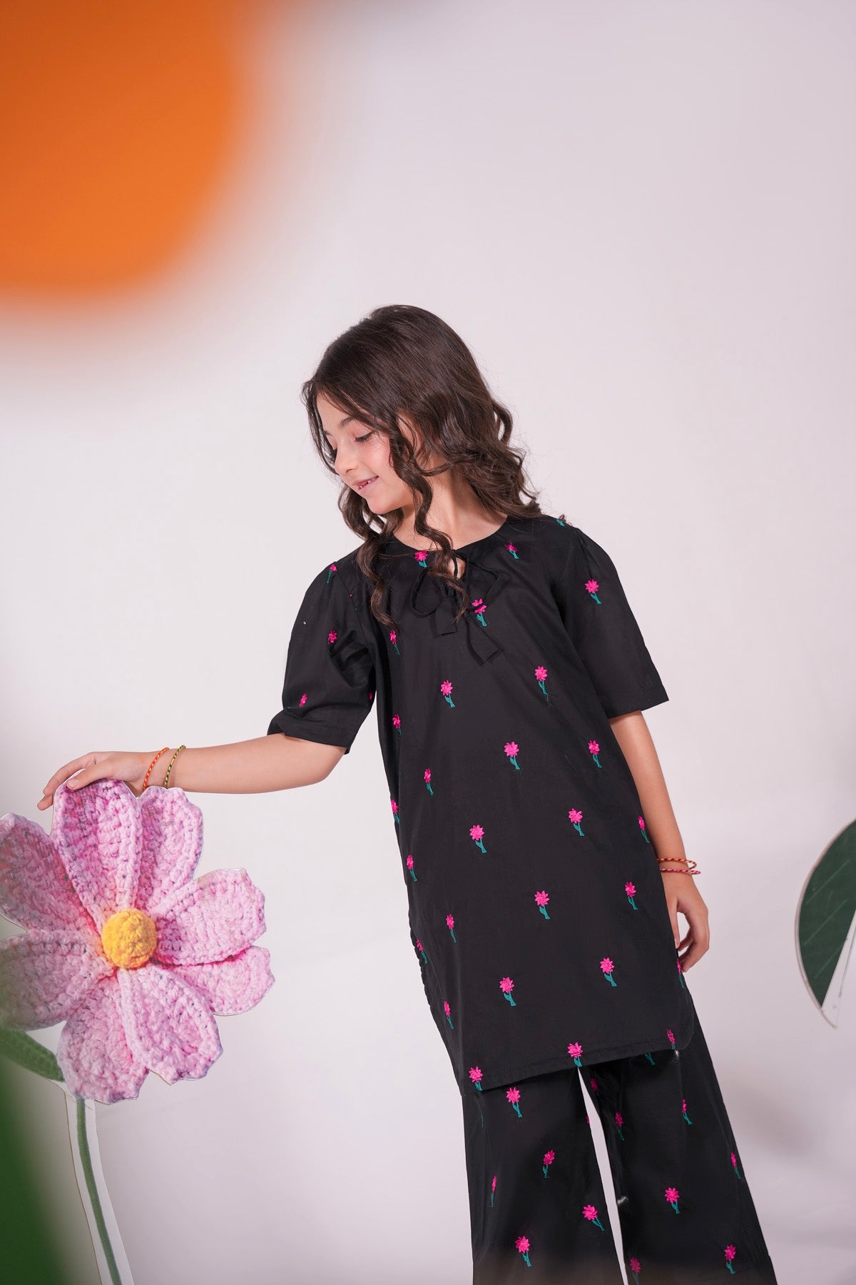 2PC Kids Embroidered Dress - EMBP2