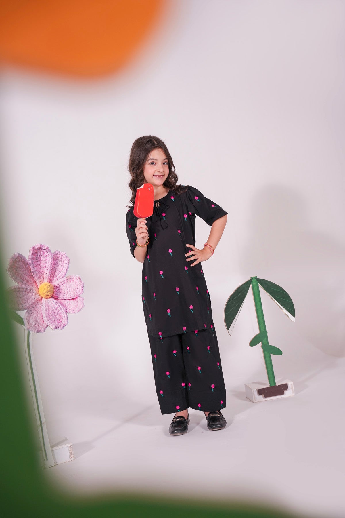 2PC Kids Embroidered Dress - EMBP2