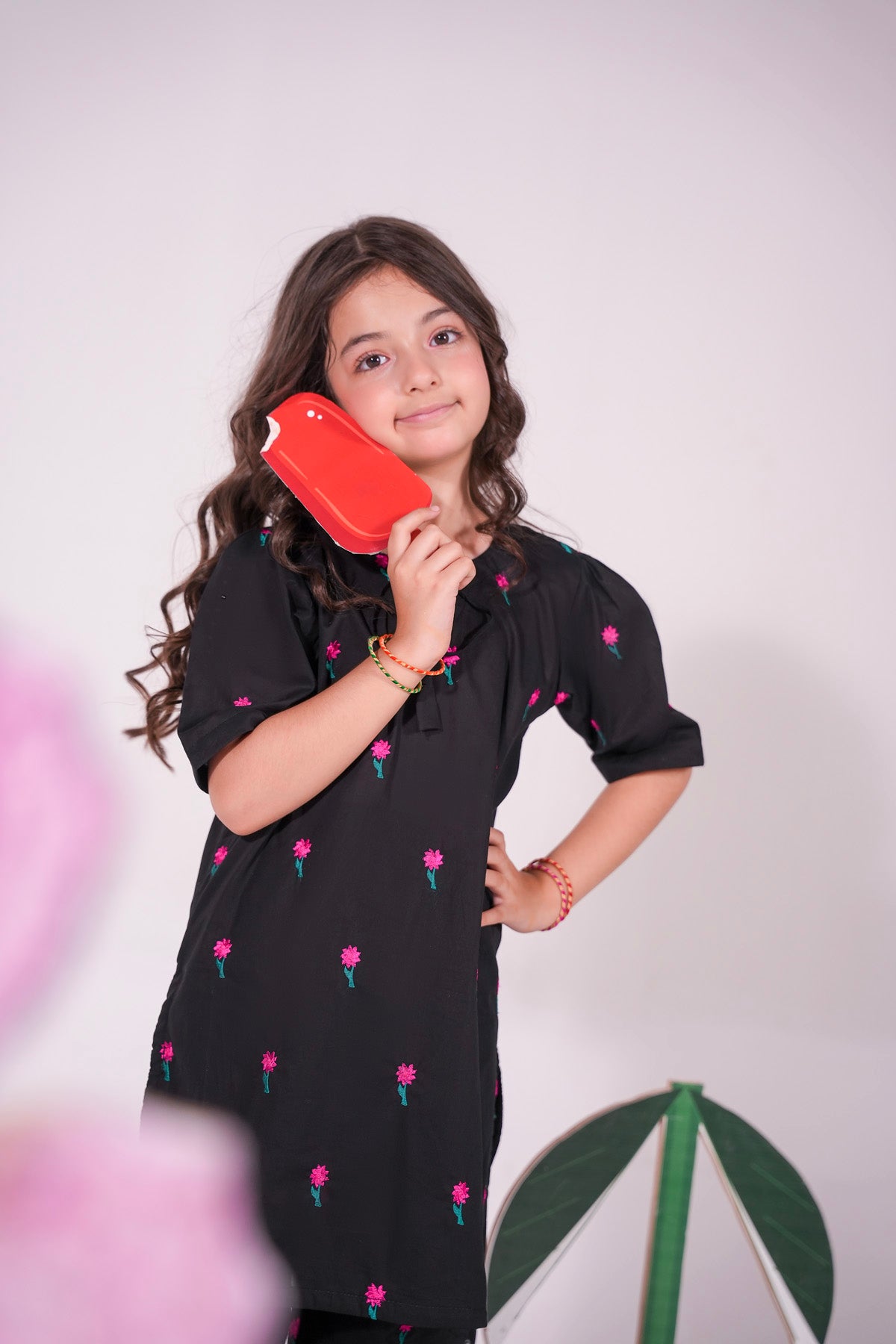 2PC Kids Embroidered Dress - EMBP2