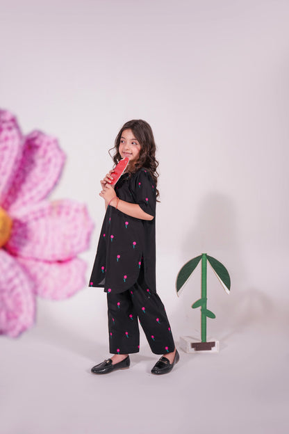 2PC Kids Embroidered Dress - EMBP2