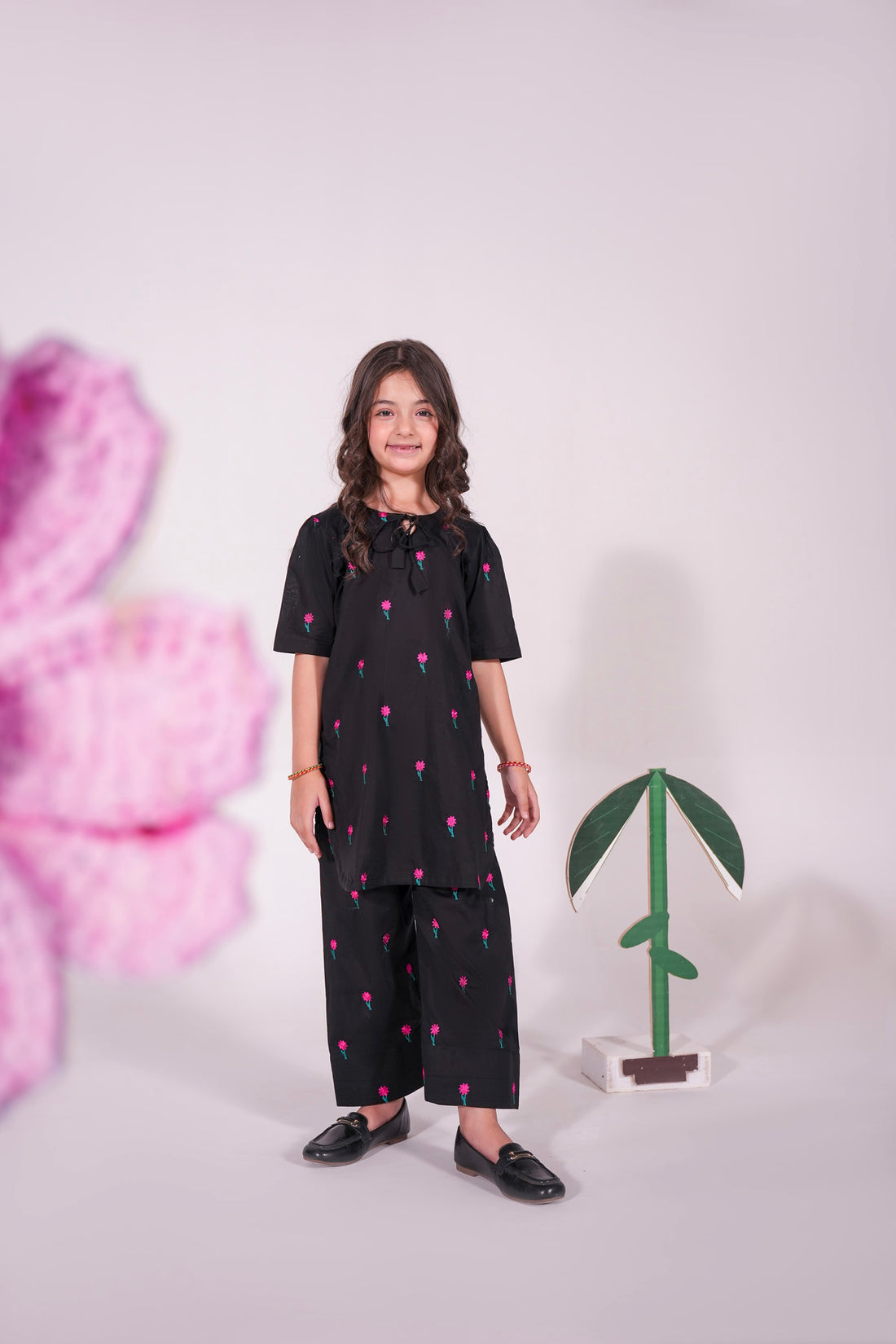 2PC Kids Embroidered Dress - EMBP2