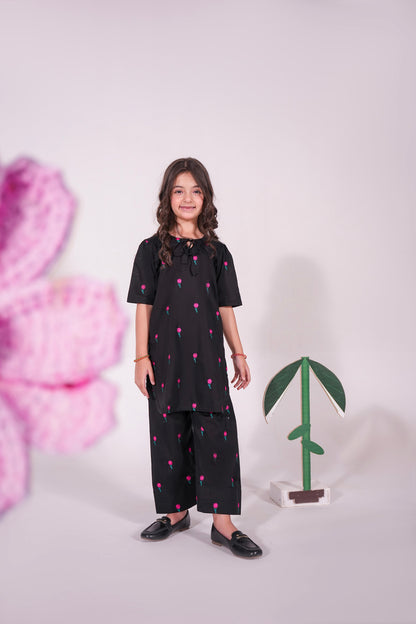 2PC Kids Embroidered Dress - EMBP2